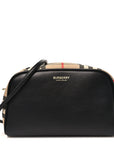 Calfskin Vintage Check Half Cube Crossbody Bag Black