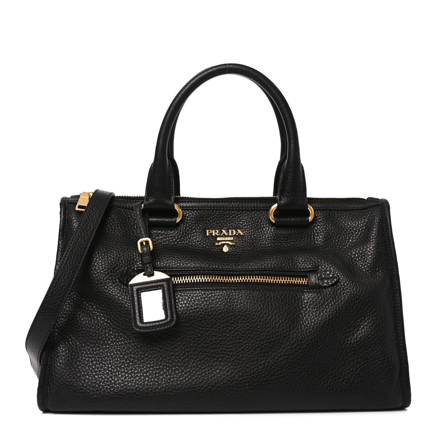 Vitello Daino Shopping Satchel Black