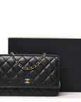Caviar Quilted Wallet on Chain WOC Black