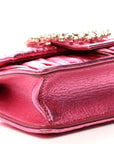 Metallic Nappa Matelasse Crystal Embellished Lady Crossbody Pink