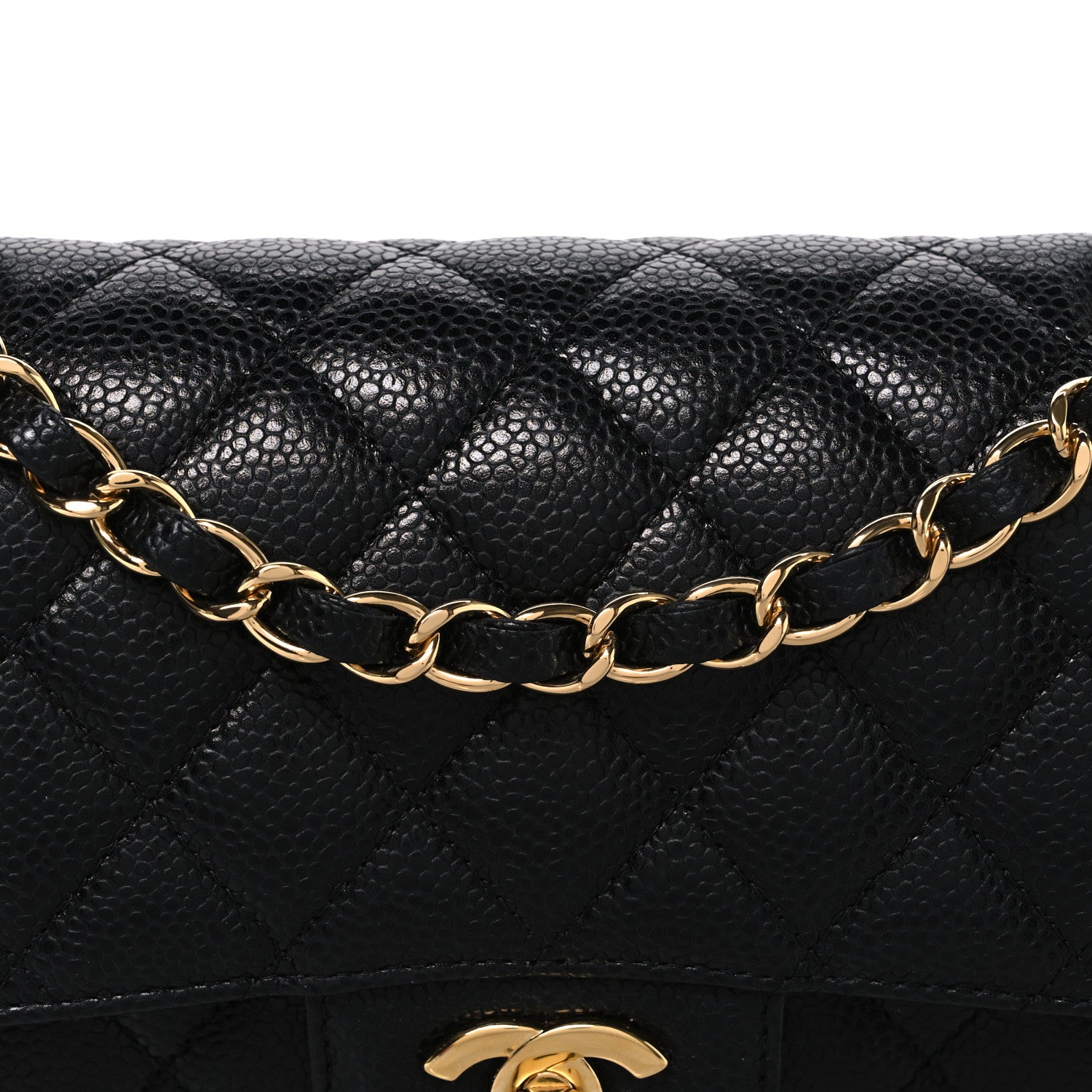 Caviar Quilted Small Double Flap Black