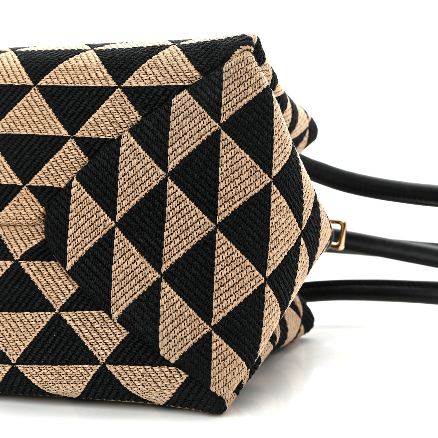 Jacquard Triangolo Symbole Embroidered Small Shoulder Bag Black Corda