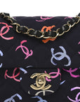 Printed Fabric Quilted Mini Rectangular Flap Black Pink Blue Yellow Orange