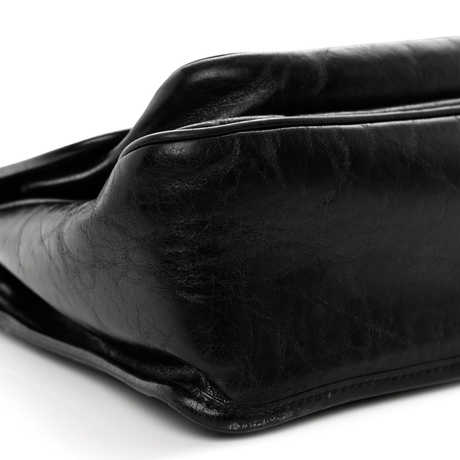 Crinkled Calfskin Monogram Medium Niki Chain Satchel Black