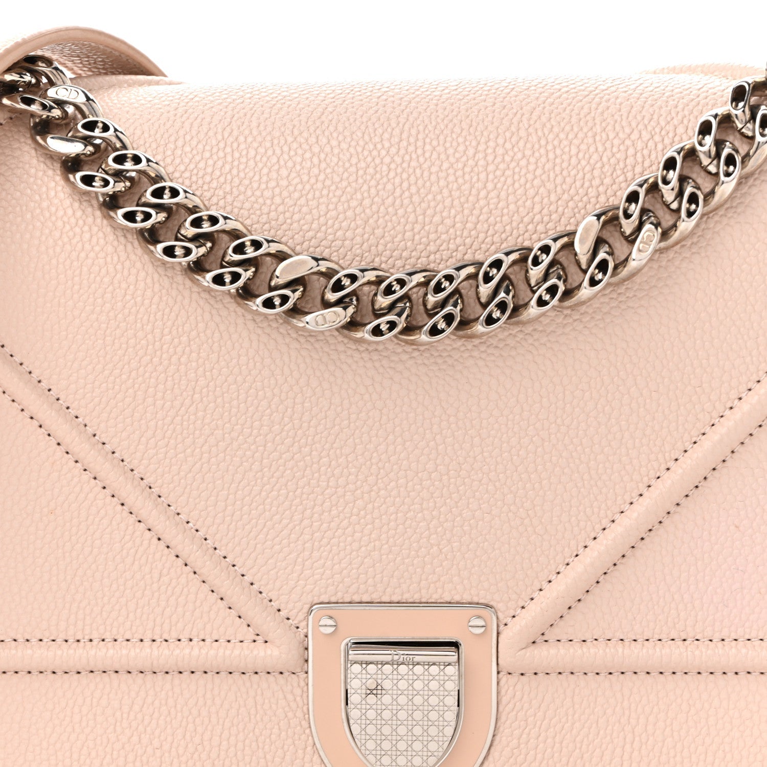 Grained Calfskin Medium D1ORama Flap Bag Nude