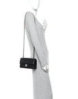 Lambskin Quilted Mini Rectangular Flap Black