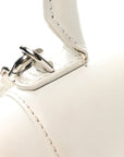 Shiny Box Calfskin Tonal B Hourglass Stretch Top Handle Bag White