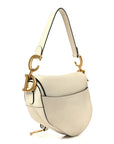 Grained Calfskin Saddle Bag White