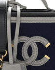 Jersey Quilted Small CC Filigree Vanity Case Blue Black Grey