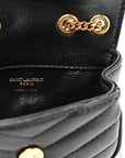 Lambskin Chevron Quilted Micro LouLou Black