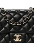 Lambskin Quilted Mini Square Flap Black