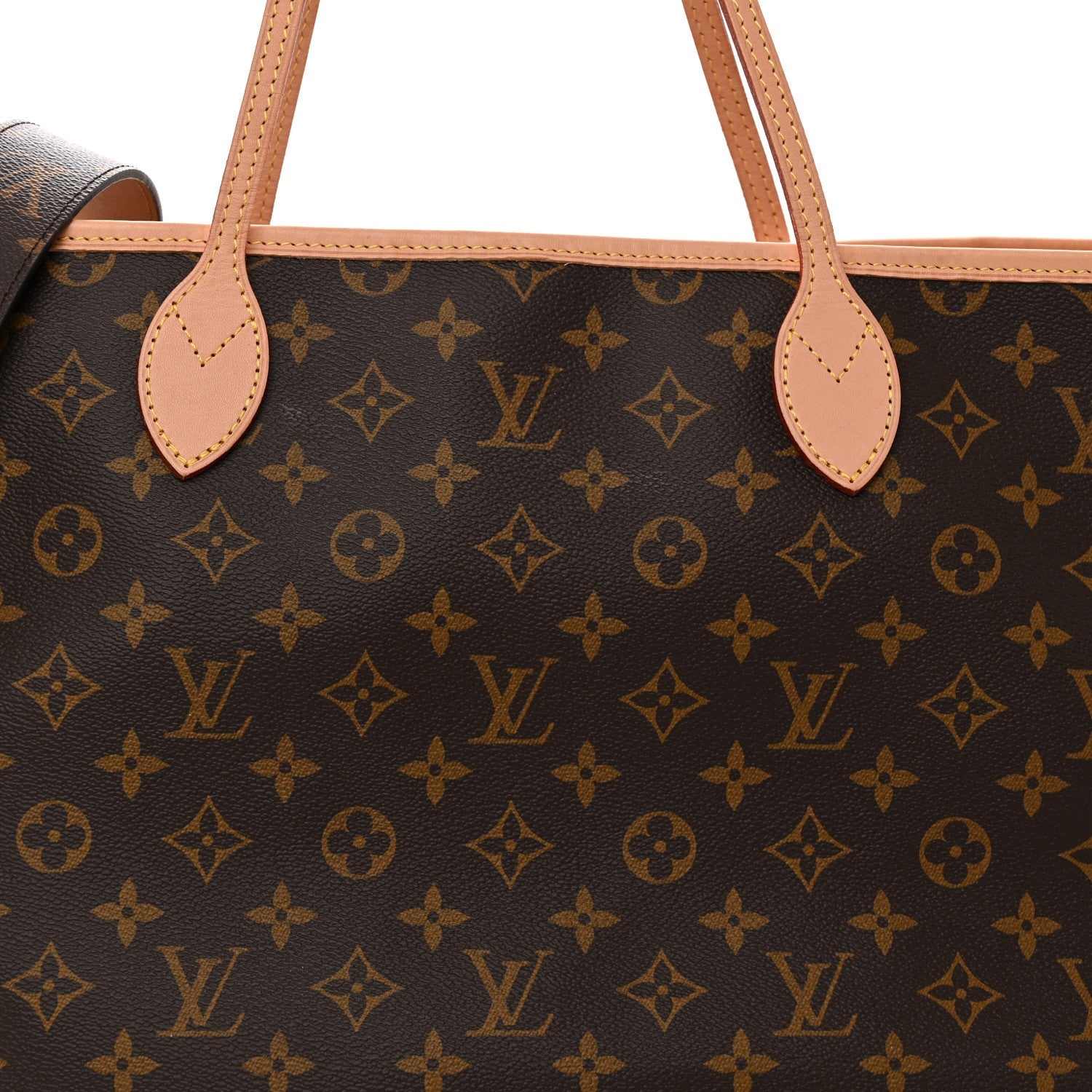 Monogram Stamped Inside Out Neverfull Bandouliere GM Beige