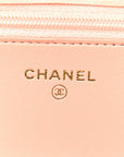Lambskin Quilted CC Pearl Crush Wallet on Chain WOC Light Orange