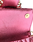 Metallic Nappa Matelasse Crystal Embellished Lady Crossbody Pink