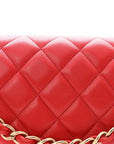 Lambskin Quilted Jumbo Double Flap Red