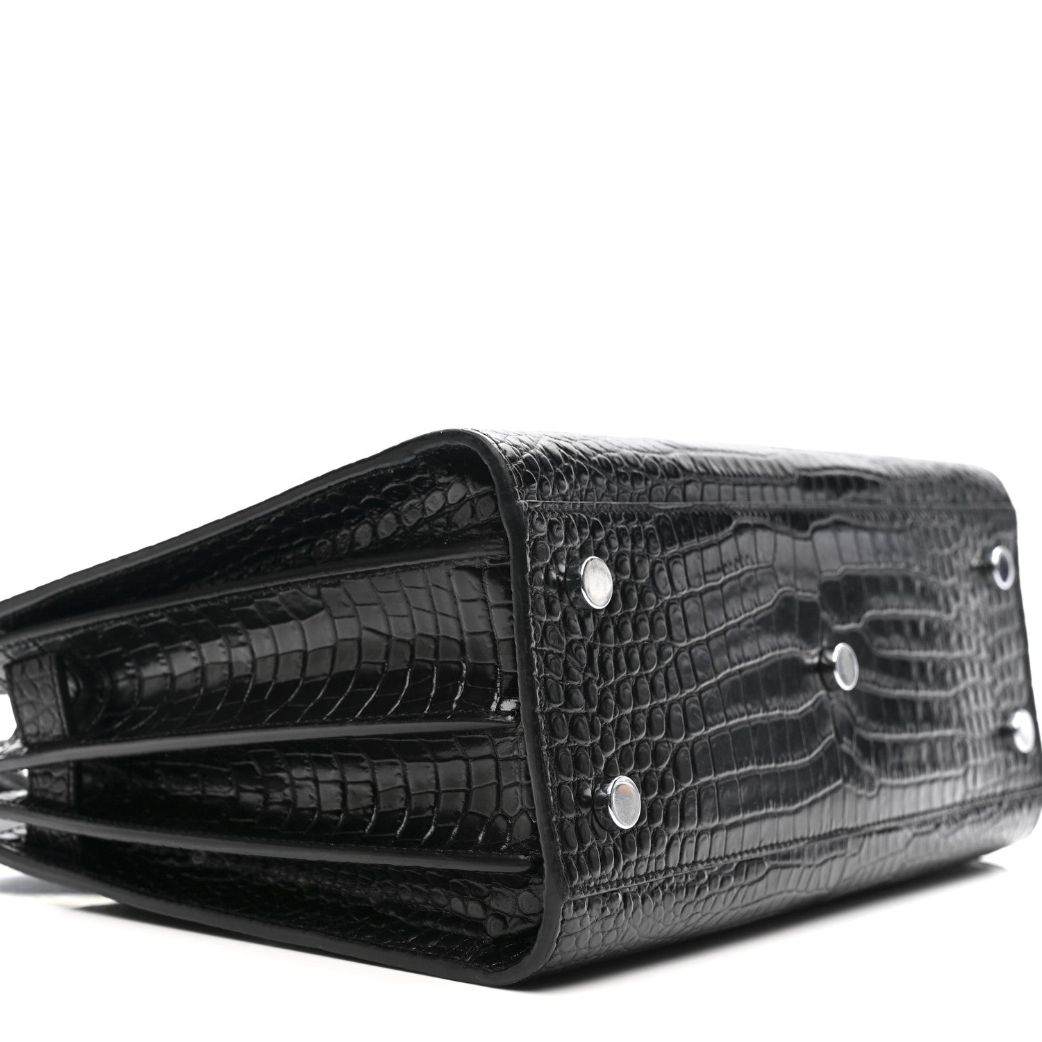 Calfskin Crocodile Embossed Baby Sac De Jour Black