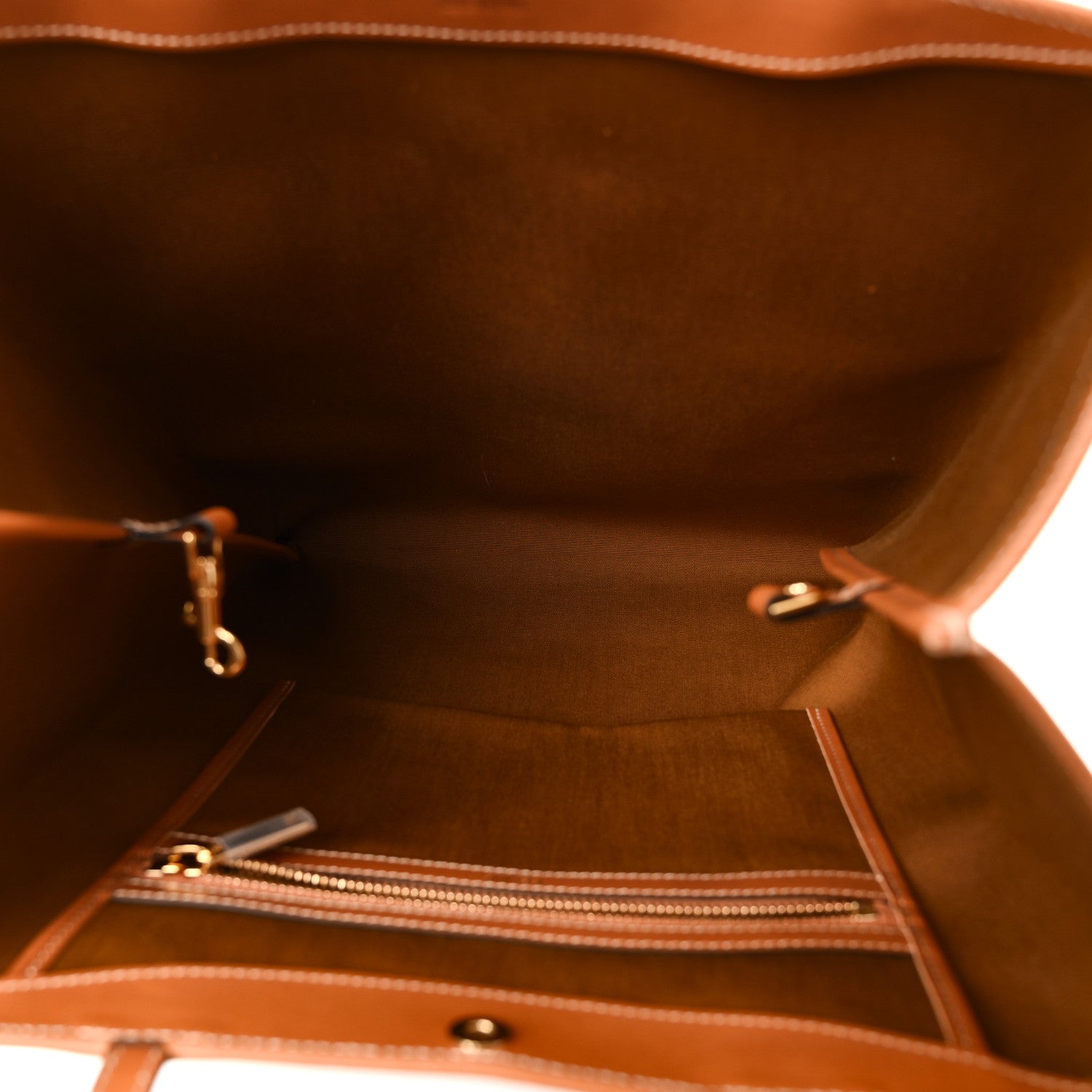 Triomphe Canvas Calfskin Flat Shopper Tote Honey