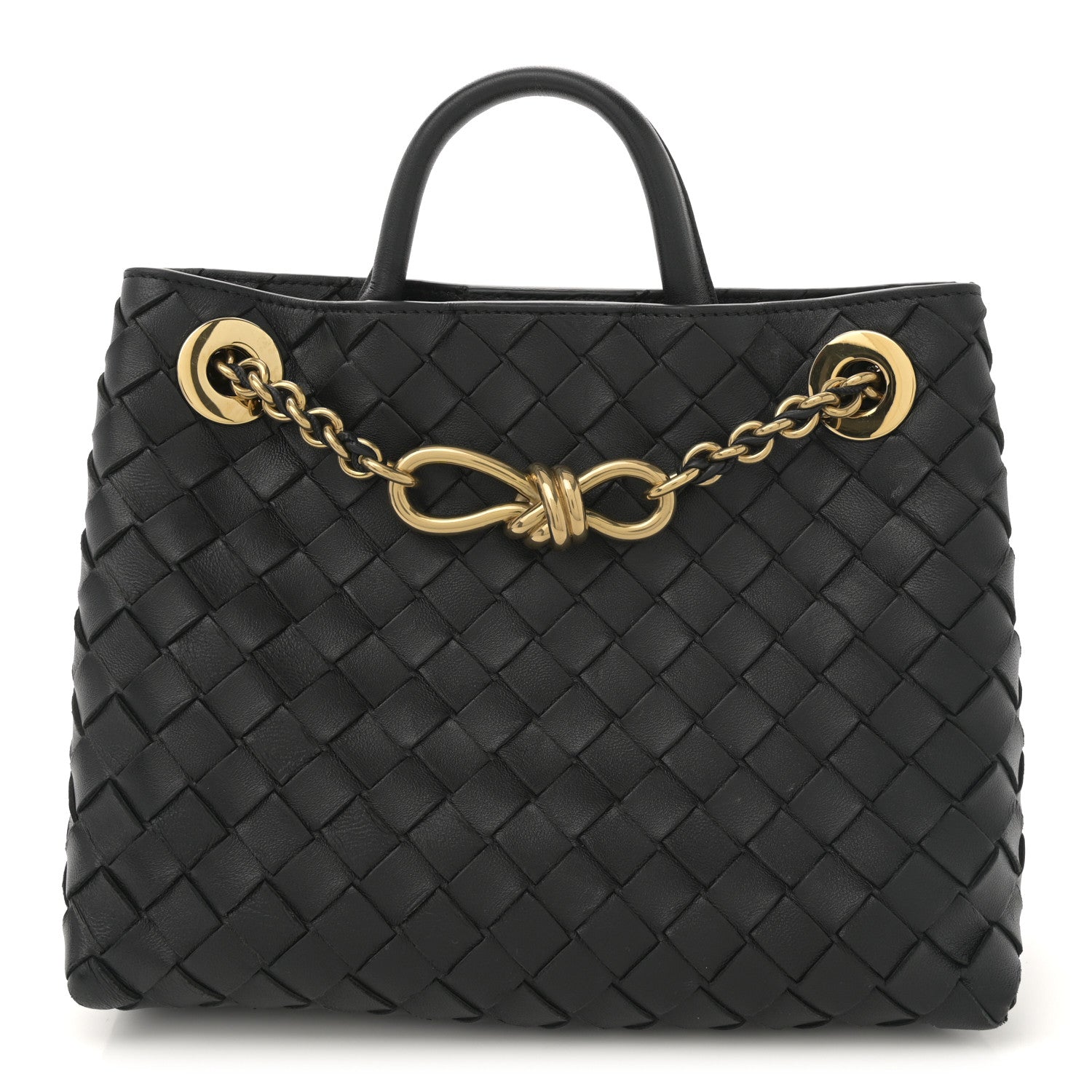 Nappa Intrecciato Small Andiamo With Chain Shoulder Bag Black