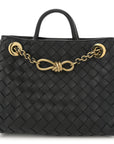Nappa Intrecciato Small Andiamo With Chain Shoulder Bag Black