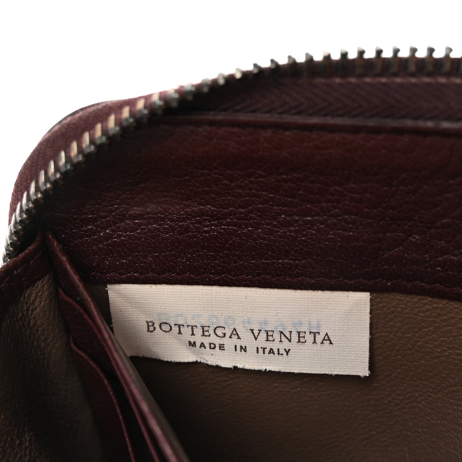 Grained Calfskin Zip Around Wallet Burgundy Black