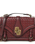 French Calfskin Intrecciato City Knot Bag Burgundy