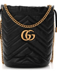 Calfskin Matelasse Mini GG Marmont 2.0 Bucket Bag Black