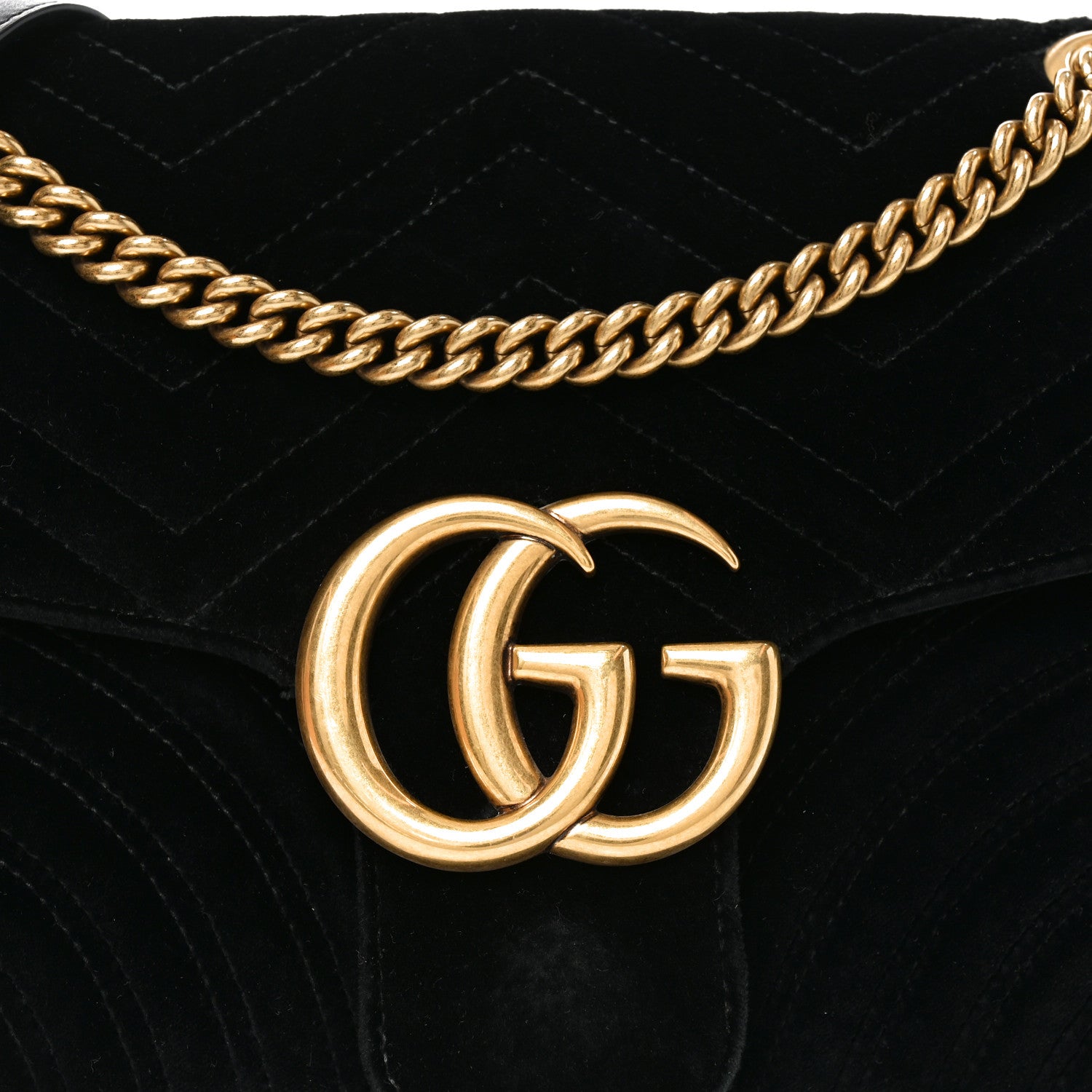 Velvet Matelasse Medium GG Marmont Shoulder Bag Black