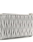 Metallic Nappa Matelasse Quilted Zip Wallet Silver