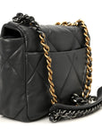 Lambskin Quilted Medium CHNL 19 Flap Dark Grey
