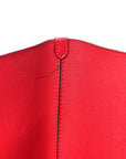 Grainy Calfskin Haymarket Check Medium Reversible Tote Red