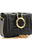 Nappa Matisse FF Embossed Nano Maxi Buckle Baguette Charm Black