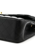 Lambskin Quilted Jumbo Double Flap Black