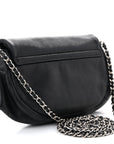 Lambskin Half Moon Wallet On Chain WOC Black