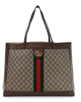 GG Supreme Monogram Web Ophidia Tote Brown