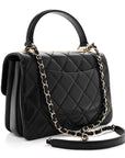 Lambskin Quilted Small Trendy CC Dual Handle Flap Bag Black