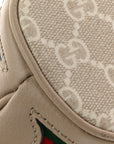GG Supreme Monogram Textured Calfskin Web Mini Ophidia Bucket Bag Beige Ebony Mystic White Oatmeal