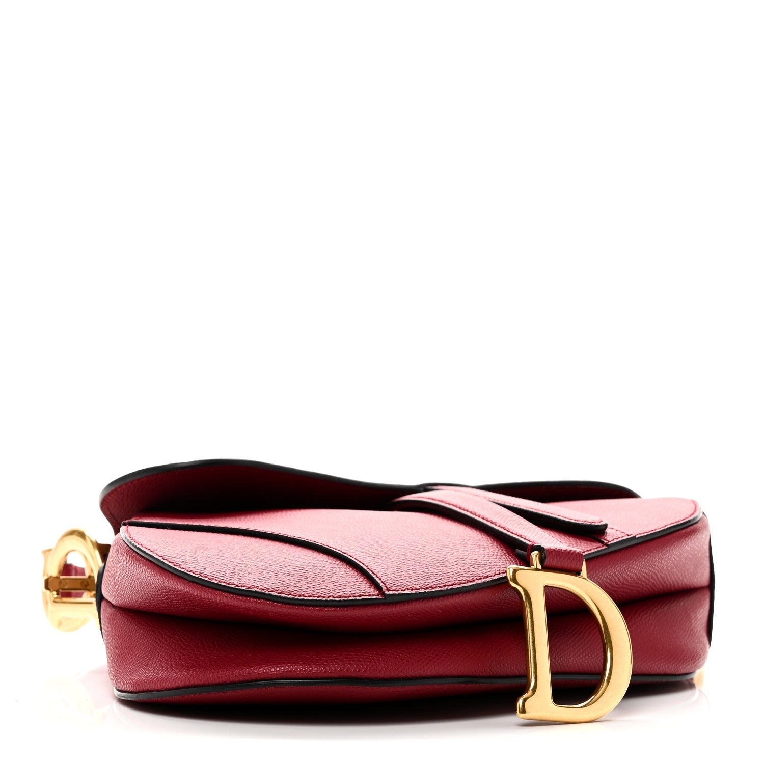 Grained Calfskin Saddle Bag Red