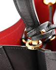 Saffiano Cuir Medium Panier Bucket Bag Black Fuoco