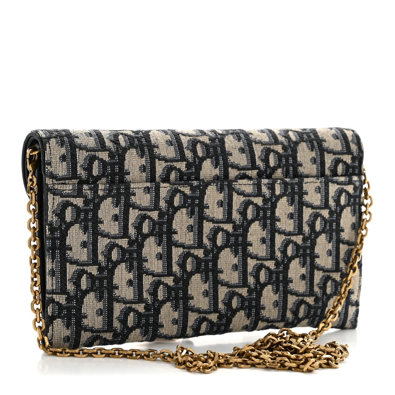 Oblique Saddle Chain Long Wallet Blue