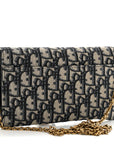 Oblique Saddle Chain Long Wallet Blue