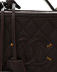 Iridescent Caviar Quilted Medium CC Filigree Vanity Case Burgundy