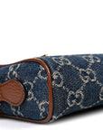 New Denim GG Monogram Dollar Calfskin Mini Ophidia Shoulder Bag Blue Tea Cuir Epilog
