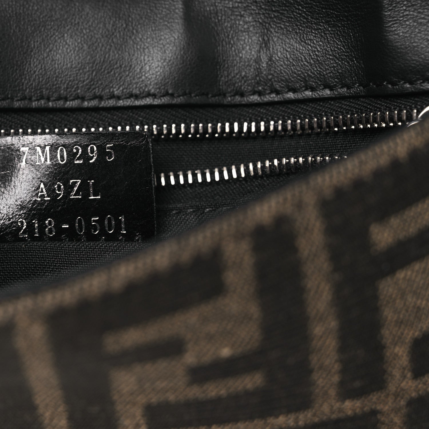 Recycled Fabric Jacquard Vitello Grace FF 1974 Baguette Belt Pouch Tobacco Moro Black