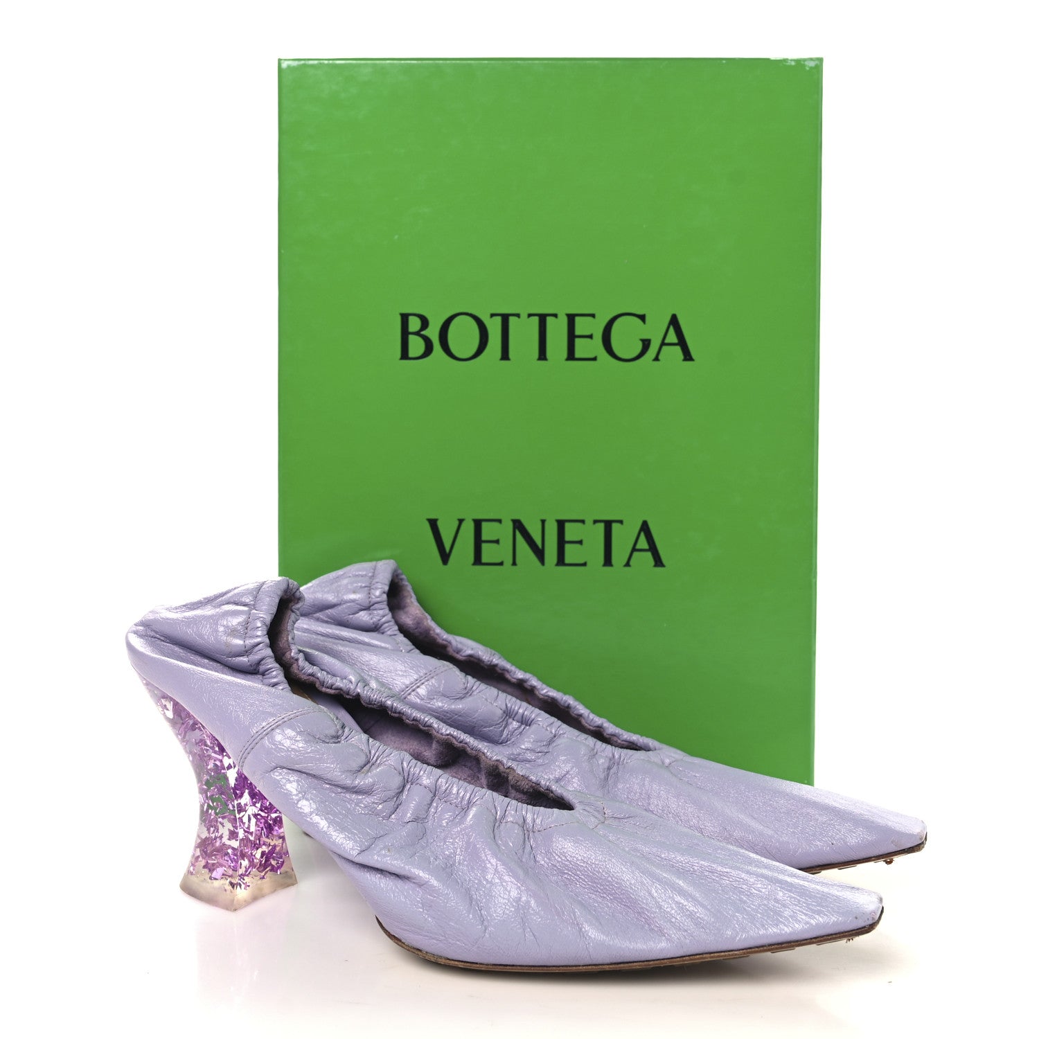 Crushed Nappa Glitter Plexiglass Almond Pumps 40 Lilac