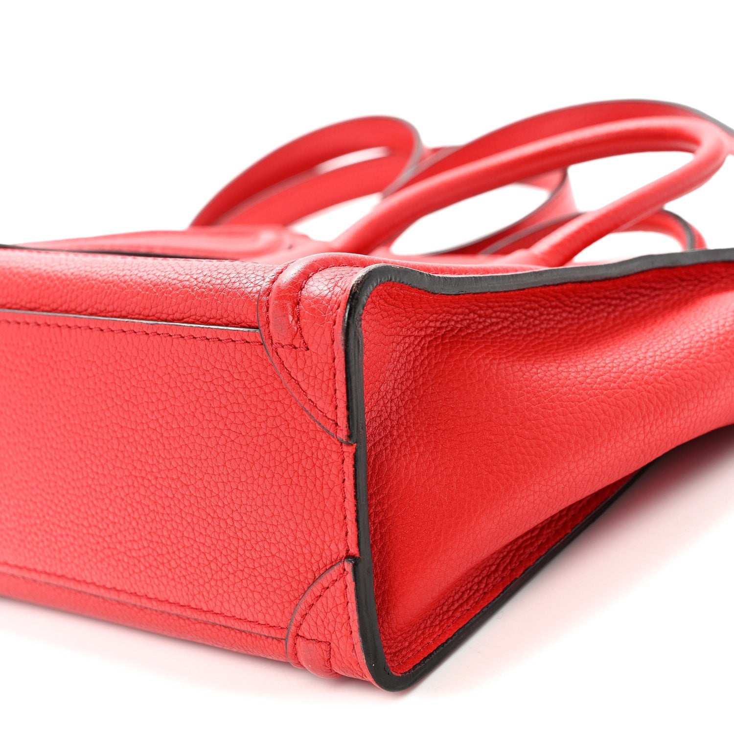 Drummed Calfskin Nano Luggage Vermillion