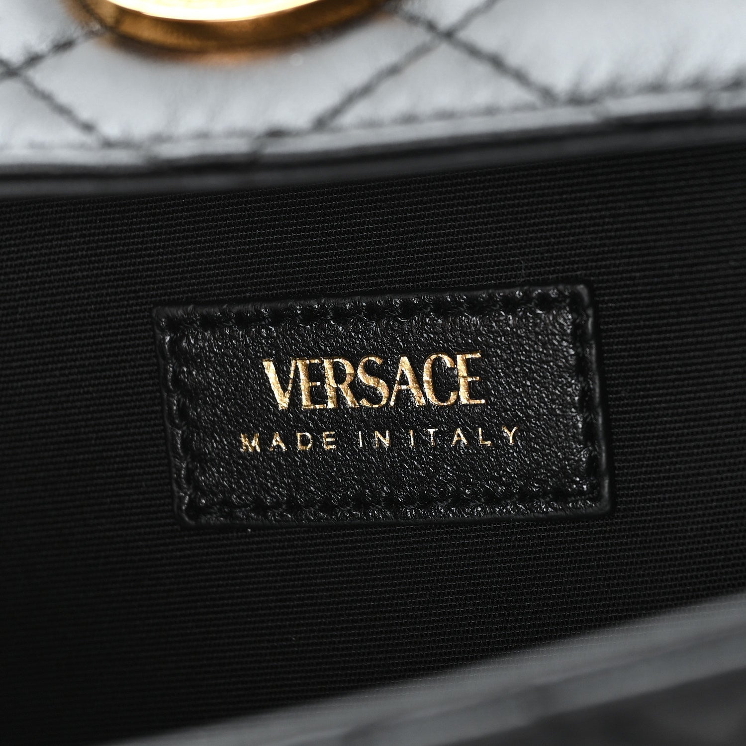 Lambskin Quilted Medusa Wallet On Chain Crossbody Black