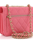 Lambskin Quilted Mini Trendy CC Wallet On Chain WOC Pink