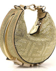 Crystal Vitello Laminato Suede FF Nano FNDIgraphy Hobo Bag Platino