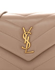 Calfskin Y Quilted Monogram Toy Loulou Crossbody Bag Dark Beige