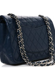 Lambskin Quilted Medium Double Flap Navy